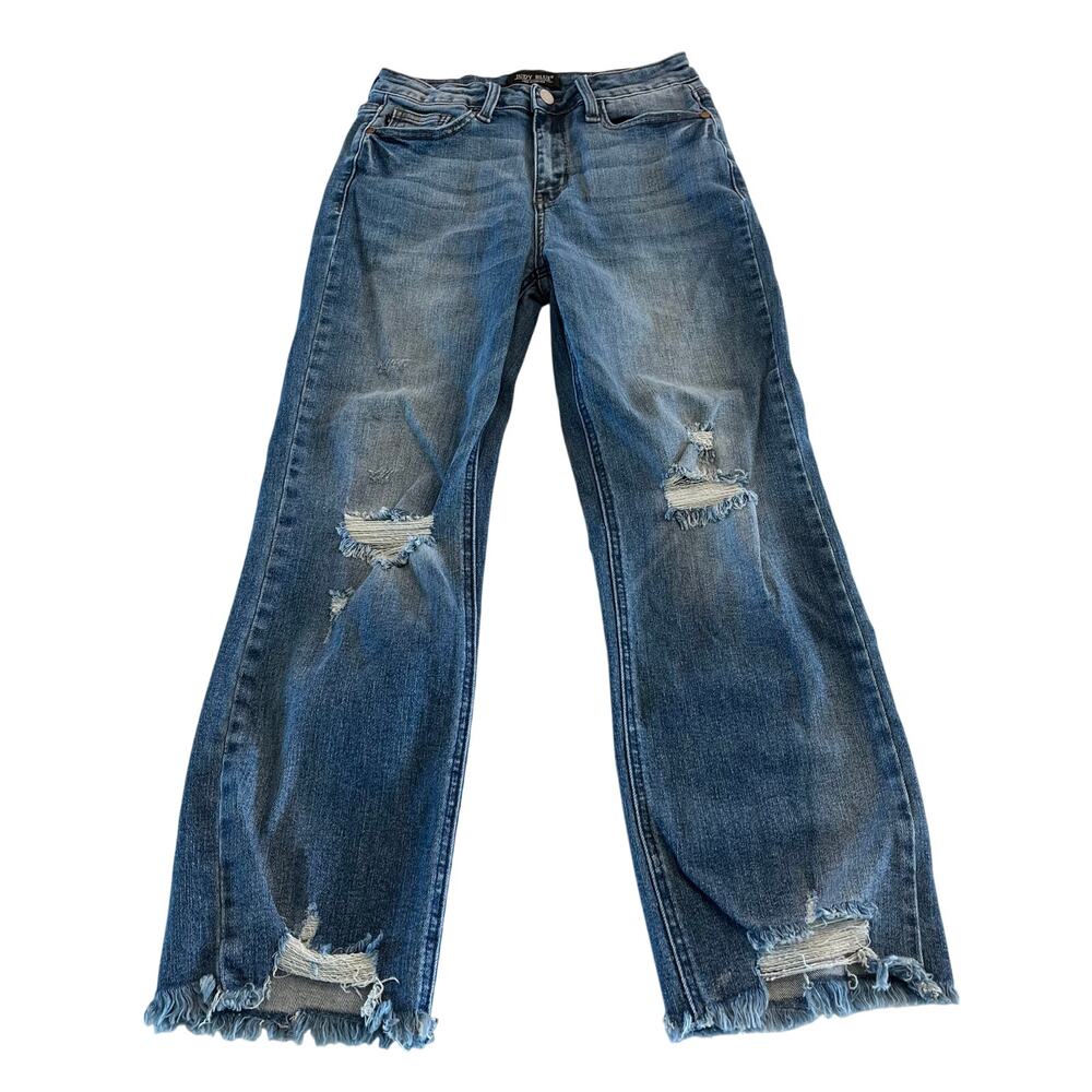 Judy Blue Straight‎ Crop Distressed Jeans Size 5 /27